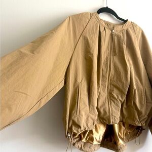 Hazel Tan Zip Front Jacket for Women with Pockets L